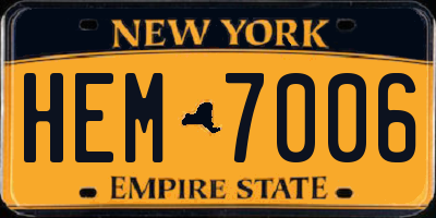 NY license plate HEM7006