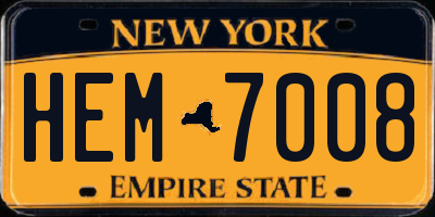 NY license plate HEM7008