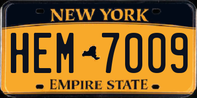 NY license plate HEM7009