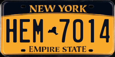 NY license plate HEM7014