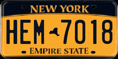 NY license plate HEM7018