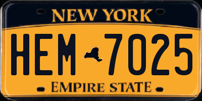 NY license plate HEM7025