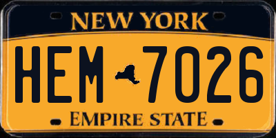 NY license plate HEM7026