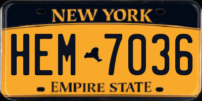 NY license plate HEM7036