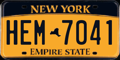 NY license plate HEM7041