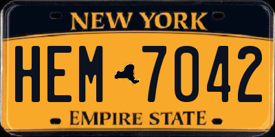 NY license plate HEM7042