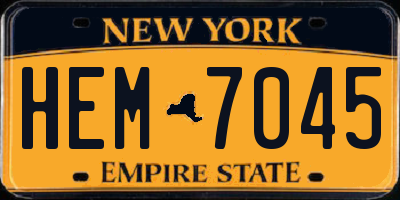 NY license plate HEM7045