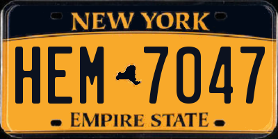 NY license plate HEM7047