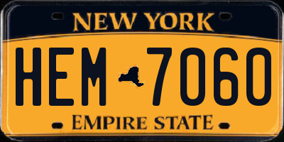 NY license plate HEM7060