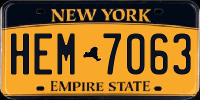 NY license plate HEM7063