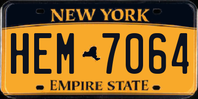 NY license plate HEM7064