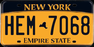 NY license plate HEM7068