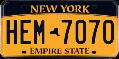 NY license plate HEM7070