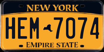 NY license plate HEM7074