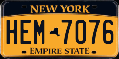 NY license plate HEM7076