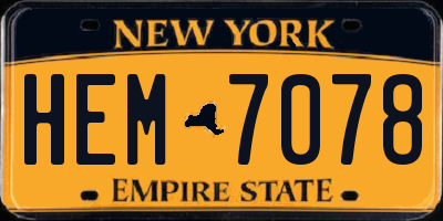 NY license plate HEM7078