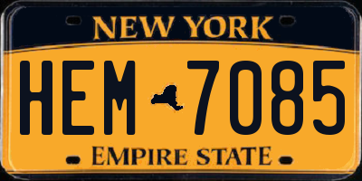 NY license plate HEM7085