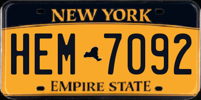 NY license plate HEM7092
