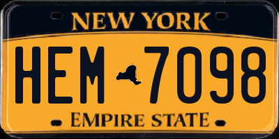 NY license plate HEM7098