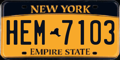 NY license plate HEM7103