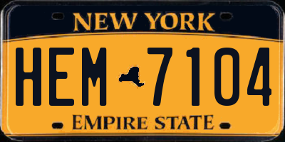 NY license plate HEM7104