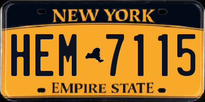 NY license plate HEM7115