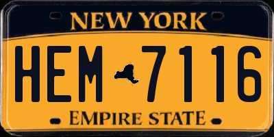 NY license plate HEM7116