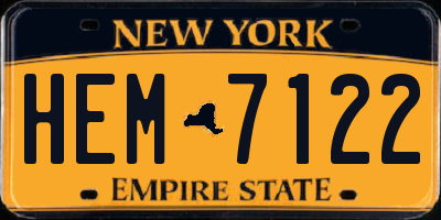 NY license plate HEM7122