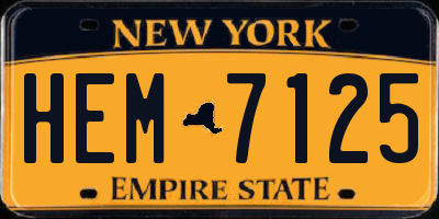 NY license plate HEM7125