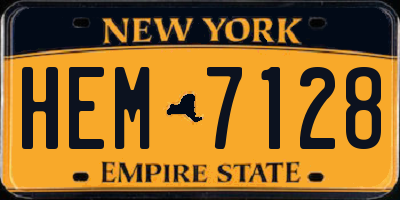 NY license plate HEM7128
