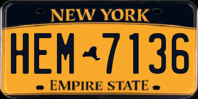 NY license plate HEM7136