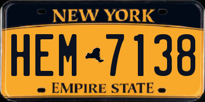 NY license plate HEM7138
