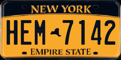 NY license plate HEM7142