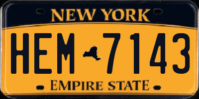 NY license plate HEM7143