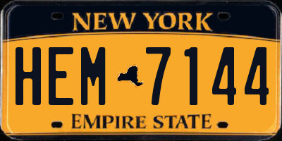 NY license plate HEM7144