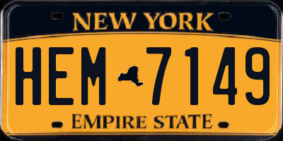 NY license plate HEM7149