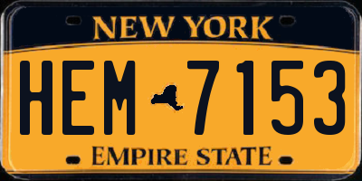 NY license plate HEM7153