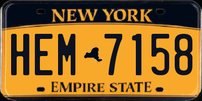 NY license plate HEM7158
