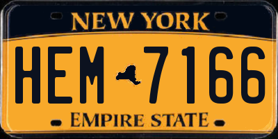 NY license plate HEM7166
