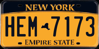 NY license plate HEM7173