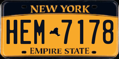 NY license plate HEM7178