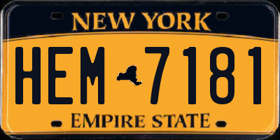 NY license plate HEM7181