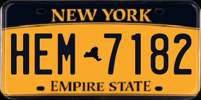 NY license plate HEM7182