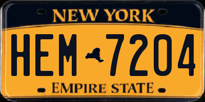 NY license plate HEM7204
