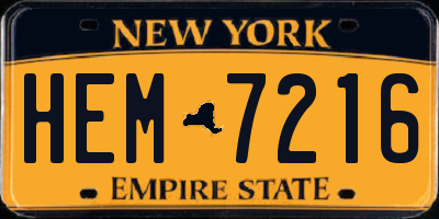 NY license plate HEM7216