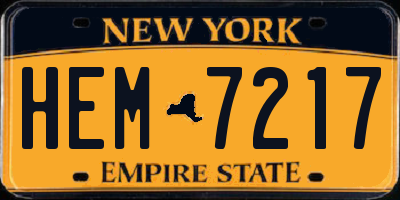 NY license plate HEM7217
