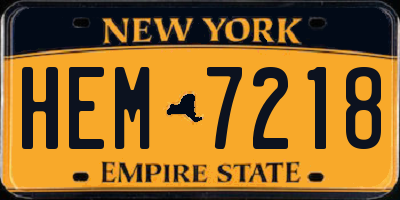 NY license plate HEM7218