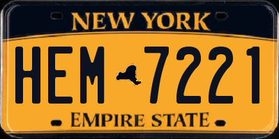 NY license plate HEM7221
