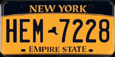 NY license plate HEM7228