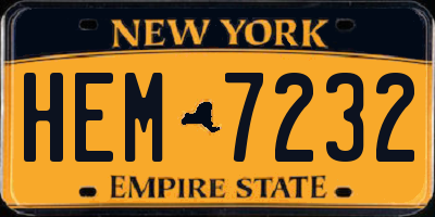 NY license plate HEM7232